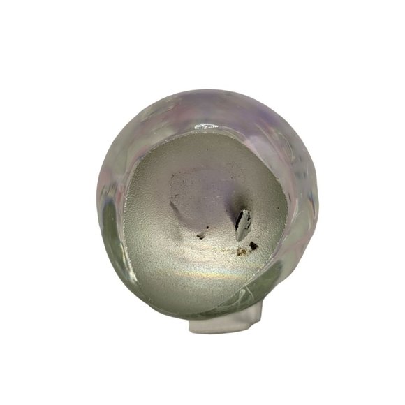 Glass Paperweight Clear Purple Lavender Pink Egg Shaped Artist Signed - Picture 5 of 6